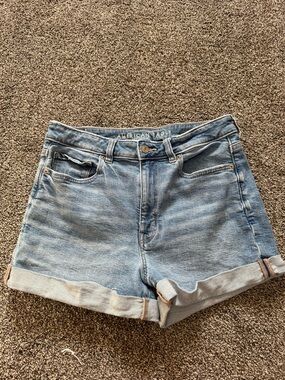 American Eagle Outfitters Light Blue Denim Roll-Cuff Shorts